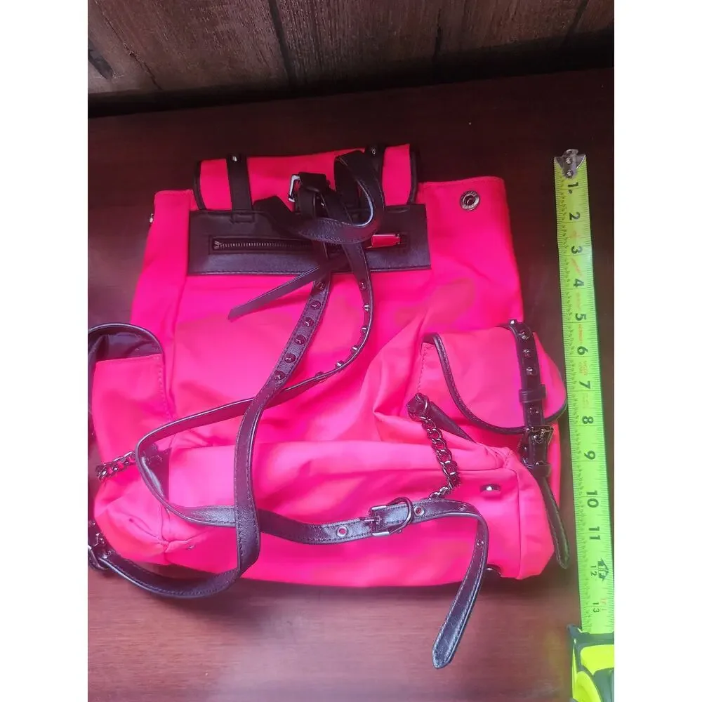 Michael Kors Leila Small Flap Backpack Neon Pink NWT